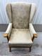 Jubilee High Back Wing Chair, Fireside Chair, Wooden Arm Floral Print Used Chair