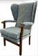 Jubilee High Back Wing Chair, Fireside Chair, Wooden Arm, Ross Chenille Fabric