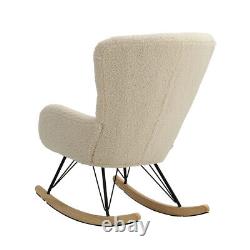 Lambswool Upholstered Teddy Fabric Armchair Rocking Chair Lounge Fireside Realx