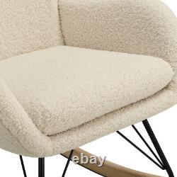 Lambswool Upholstered Teddy Fabric Armchair Rocking Chair Lounge Fireside Realx