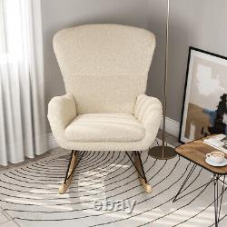 Lambswool Upholstered Teddy Fabric Armchair Rocking Chair Lounge Fireside Realx