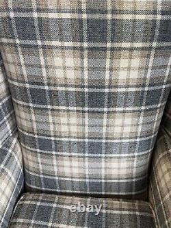 Large Grande Wingback Armchair Fireside Chair Wingback Chair Grey Check