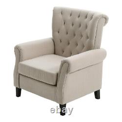 Large Grey Velvet Wingback Accent Chair Roll Arm Fireside Club Sofa Armchair New