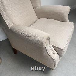 Laura Ashley Southwold Jupe Ivory Fabric Accent Wingback Fireside Armchair