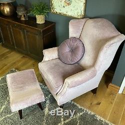 Laura Ashley Wingback Armchair / Fireside Chair / High Back / Pink Fabric