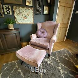 Laura Ashley Wingback Armchair / Fireside Chair / High Back / Pink Fabric