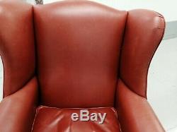 Laura Ashley'denbigh' Armchair Tan/brown Leather Wing Back Chair, Fireside