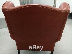 Laura Ashley'denbigh' Armchair Tan/brown Leather Wing Back Chair, Fireside