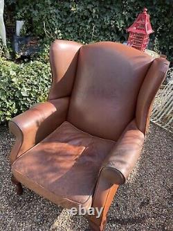Laura Ashley leather wingback fireside chair