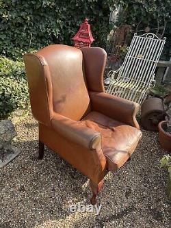 Laura Ashley leather wingback fireside chair
