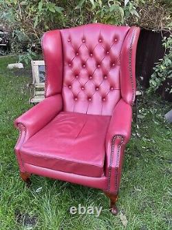 Leather Chesterfield Fireside Wingback Chair Armchair
