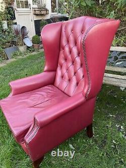 Leather Chesterfield Fireside Wingback Chair Armchair