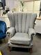 Leather & Wool Wing Chair Winged Back Armchair Accent Fireside Living Room