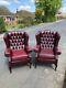 Leather Chesterfield Oxblood Red Queen Anne Fireside Chairs Can Deliver