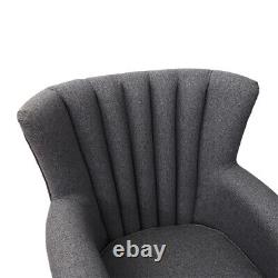 Linen Armchair Chesterfield Fireside Wing Back Chair Lounge Tub Queen Anne Sofa