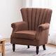 Linen Fabric Armchair Occasional Wing Back Chesterfield Arm Fireside Sofa Accent
