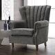 Linen Fabric Queen Anne Wing Back High Back Cottage Fireside Chair Armchair Sofa