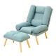 Linen Fabric Recliner Armchair Wing Back Fireside Lounge Sofa Chair With Footstool