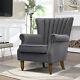 Linen Fabric/velvet Armchair Chesterfield Fireside Wing Back Chair Lounge Sofa
