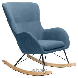 Linen Fabric Velvet Armchair Rocking Wing Back Chair Accent Relax Fireside Sofa