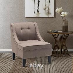 Linen Upholstered Accent Armchair Single Sofa Back Tufted Chair Window Fireside