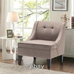 Linen Upholstered Accent Armchair Single Sofa Back Tufted Chair Window Fireside