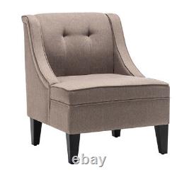 Linen Upholstered Accent Armchair Single Sofa Back Tufted Chair Window Fireside