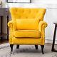 Linen/velvet Armchair Wing Back Tufted Button Chesterfield Chair Fireside Sofa