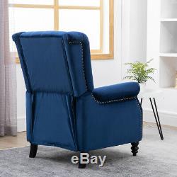 Luxury Blue Recliner Chair Armchair Sofa WingBack Fabric Fireside Leisure Velvet