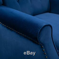 Luxury Blue Recliner Chair Armchair Sofa WingBack Fabric Fireside Leisure Velvet