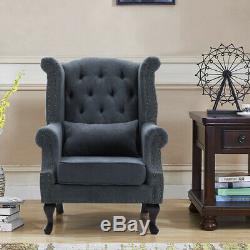 Luxury Chesterfield Queen Anne High Wing Back Fireside Tub Armchair Chair Seat