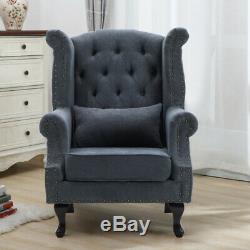 Luxury Chesterfield Wing Queen Anne High Back Fireside Tub Armchair Chair Seat