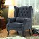Luxury Grey High Back Chair Chesterfield Queen Anne Fireside Winged Armchair Uk