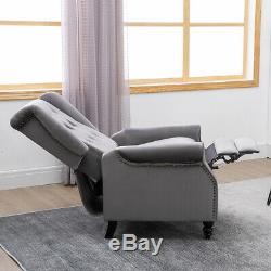 Luxury Grey Recliner Chair Armchair Sofa WingBack Fabric Fireside Leisure Velvet
