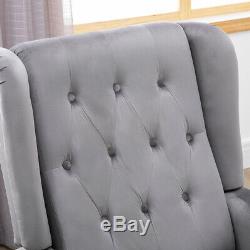 Luxury Grey Recliner Chair Armchair Sofa WingBack Fabric Fireside Leisure Velvet