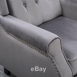 Luxury Grey Recliner Chair Armchair Sofa WingBack Fabric Fireside Leisure Velvet