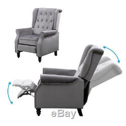 Luxury Grey Recliner Chair Armchair Sofa WingBack Fabric Fireside Leisure Velvet