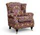 Luxury New Wing Armchair Fireside High Back William Morris Red Wine Classic