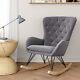 Luxury Velvet Rocking Chair Lazy Sofa Rocker Armchair Balcony Bedroom Recliner