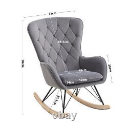 Luxury Velvet Rocking Chair Lazy Sofa Rocker Armchair Balcony Bedroom Recliner