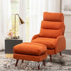 Luxury Wing Back Recliner Chair Velvet Armchair Fireside Lounge Chair Sofa Stool