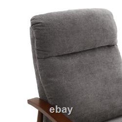 Manual Wing Back Fireside Grey Fabric Recliner Armchair Sofa Lounge Chair Seat
