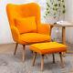 Matte Velvet Armchair Accent Wing High Back Chair W Stool Footrest Fireside Sofa