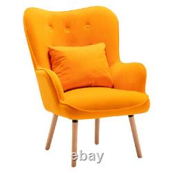 Matte Velvet Armchair Accent Wing High Back Chair w Stool Footrest Fireside Sofa
