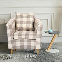 Medium Wing Back Armchair Fireside Check Fabric Single Sofa Lounge Accent Chair