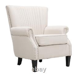 Mid-century Modern Accent Chair Wing Back Rivet Armchair Fireside Lounge Sofa UK