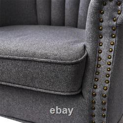 Modern Accent Armchair Single Linen Fabric Wing Back Queen Fireside Sofa Chair