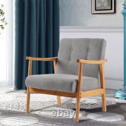 Modern Accent Armchairs Upholstered Linen Fabric Lounge Chair Fireside Tub Seat