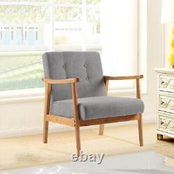 Modern Accent Armchairs Upholstered Linen Fabric Lounge Chair Fireside Tub Seat