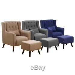 Modern Fabric Corner Sofa Tub Chair High Back Fireside Armchair with Footstool